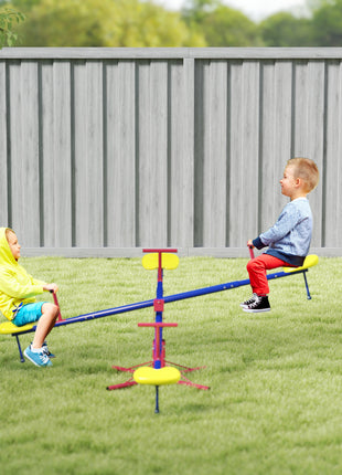 Kids Seesaw Swivel Teeter Totter with 360° Spinning, 4 Seater Seesaw Outdoor Playground Equipment for Backyard, Boys and Girls Aged 3-8 Years Old