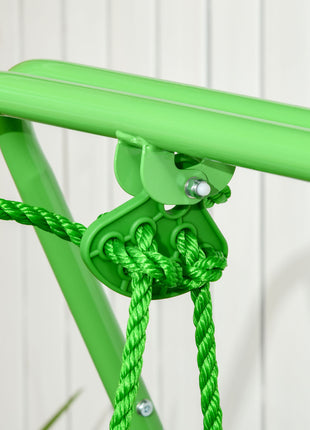 Toddler Swing Set with Metal Stand, Safety Seat Belt for Kids Aged 6-36 Months, Backyard Indoor & Outdoor Use, Green