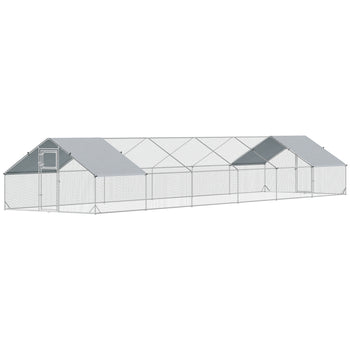Large Chicken Coop with Waterproof and Anti-UV Cover, Spire Shaped for Outdoor and Yard Farm Use, 39' x 10' x 6.4'