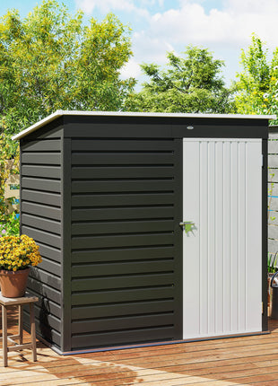 6' x 4' Outdoor Garden Shed, Metal Storage Shed with Lockable Door and Gloves for Backyard Garden Patio, Dark Gray