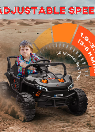 12V Ride On Truck, Battery Powered Electric Car for Kids w/ Remote Control, 4-Wheel Suspension & LED Lights, Black