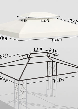 Gazebo Replacement Canopy for Model 84C-101, 2-Tier Top Cover for 10' x 13' Gazebo, Charcoal (TOP ONLY)