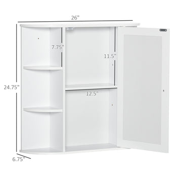 Bathroom Medicine Cabinet with Mirror, Bathroom Mirror Cabinet, Wall Mount Mirror Medicine Cabinet with Multiple Storage Shelves, White