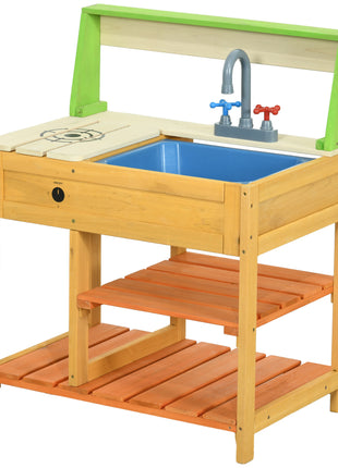 Mud Kitchen for Kids Outdoor Kitchen Playset w/ Realistic Kitchen Toys, Faucet Sink Storage Shelves for Ages 3-8 Years