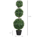 Set of 2 Artificial Ball Boxwood Topiary Trees, Fake Plants in Pot for Indoor Outdoor Living Room Green