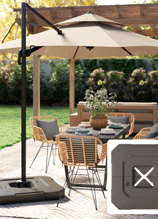 2-Piece Cantilever Umbrella Base Weight Set, 231 lb Water or Sand Fillable Outdoor Offset Umbrella Weights, Brown