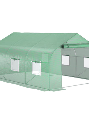 11.5' x 10' x 6.5' Outdoor Portable Walk-In Tunnel Greenhouse with Windows-Deep Green