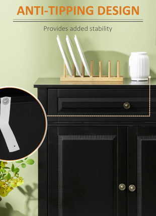 Sideboard Buffet Cabinet, Modern Accent Cabinet with 2 Drawers and Adjustable Shelves, Entryway Cabinet, Black