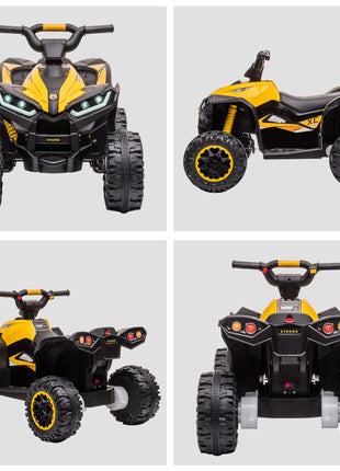12V Kids ATV Quad Car with Forward & Backward Function, Four Wheeler for Kids with Wear-Resistant Wheels, Music, Electric Ride-on ATV for Toddlers Ages 3+ Years Old, Yellow