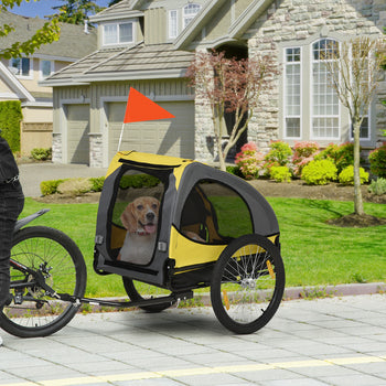 Dog Bike Trailer, Pet Stroller with Wheels for Medium Dogs, Yellow