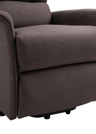 Power Lift Assist Recliner Chair for Elderly with Remote Control, Linen Fabric Upholstery, Brown