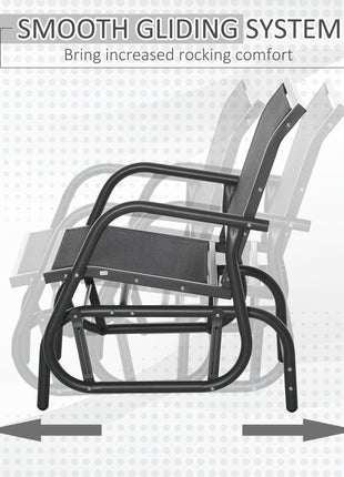 Outdoor Glider Chair, Steel Swing Chai with Curved Armrests for Porch, Garden, Poolside, Balcony, Black