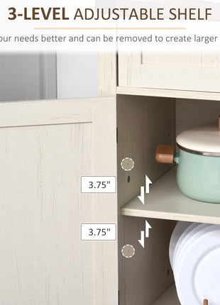 Modern Farmhouse Sideboard with Storage, Buffet Cabinet with 2 Barn Doors and Drawer for Dining Room, Distressed White