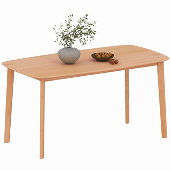 Pine Wood Dining Table for 6, 47" Rustic Rectangular Kitchen Table with Large Tabletop for Dining Room, Natural