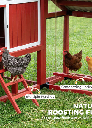 187.3" Large Chicken Coop, Walk-in Wooden Hen House, Outdoor Poultry Cage with Run, Weatherproof Roof, Nesting Box