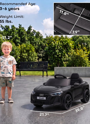 Audi A5L Licensed Electric Ride on Car for Kids 3-6 with Remote Control Dual Motors 4-Wheel Suspension Music, Black