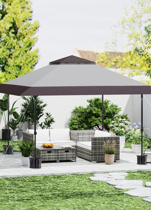 13' x 13' Pop Up Canopy Tent, UPF50+ Tents for Parties, Height Adjustable, with Wheeled Carry Bag and 4 Sand Bags, Gray