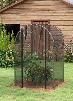 Galvanized Steel Crop Cage, Plant Protection Tent with Zippered Door, 4' x 4', Black
