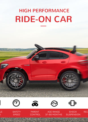 12V Toddler Ride On Car with Remote Control, Mercedes Benz AMG GLC63S Coupe, Electric Car with 2 Speed, MP3 Player, Light, Horn, Songs, Suspension, Red