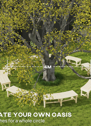 Wooden Garden Bench, Semicircular Round Outdoor Tree Bench, Wrap Around Park Bench for Yard, Patio, Deck, Lawn, Natural