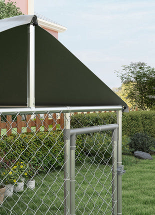 6.6' x 6.6' x 4.9' Dog Kennel Outdoor for Small Medium Dogs with Waterproof Roof, Silver