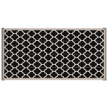 Reversible Outdoor Rug, 9' x 18' Waterproof Plastic Straw Floor Mat, Portable RV Camping Carpet, Large Floor Mat for Deck, Backyard, Picnic, Beach, Black & Beige