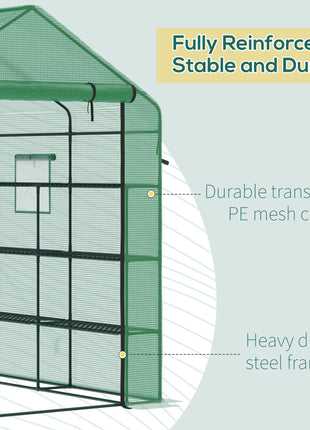 8' x 6' x 7' Temporary Greenhouse for Growing Flowers with Mesh Door & Windows Green