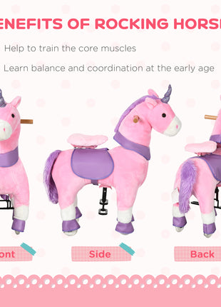 Ride On Real Walking Unicorn with Sparkly Horn, Soft Plush Ride On Rocking Horse Bearing 176lbs, Imaginative Interactive Toy for Kids, Unicorn Gifts