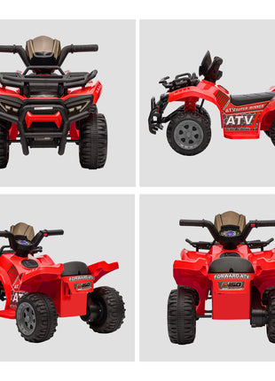 6V Battery Powered Electric ATV, Quad Four Wheeler Ride On Toy Car w/ LED Headlights for Kids Toddlers, Red