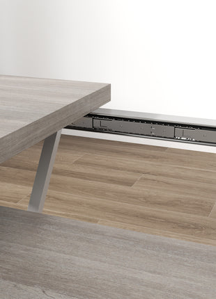 47"-63" Extendable Dining Table for 4-6, Farmhouse Expandable Kitchen Table with Heavy Duty Trestle Base, Gray