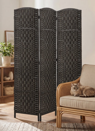 Room Divider, 3 Panel Folding Privacy Screen, 70.9" Tall Portable Weave Partition Wall Divider for Bedroom, Coffee