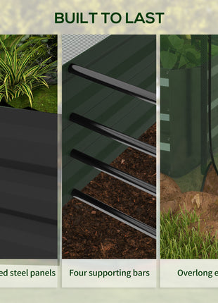 Galvanized Steel Planter Box with Crop Cage and Shade Cloth, Raised Garden Bed for Flowers, Veggies and Herbs, Gray