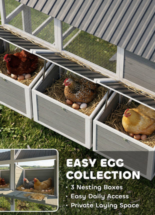 77" Large Chicken Coop for 6-8 Chickens, Outdoor Wooden Hen House Poultry Cage with Run, Nesting Boxes, Waterproof Roof