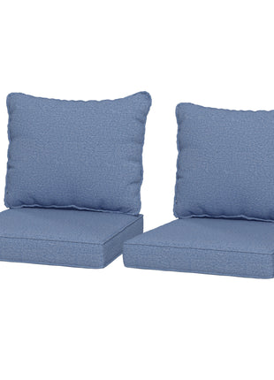Patio Chair Cushions Set of 2 with Seat & Backrest, Fade Resistant Seat Replacement Cushion Set, Blue