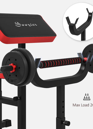 265 LBS Preacher Curl Bench for Strength Training, Adjustable Seated Arm Isolated Barbell Dumbbell Bicep Station, Black