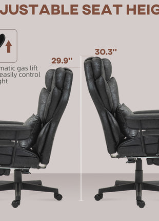 396lbs. Big and Tall Office Chair, Massage Office Chair with Footrest, Lumbar Support & Reclining Function, Black