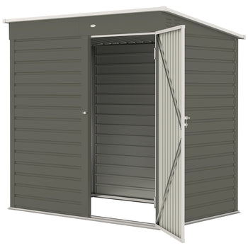 6' x 4' Outdoor Garden Shed, Metal Storage Shed with Lockable Door and Gloves for Backyard Garden Patio, Light Gray