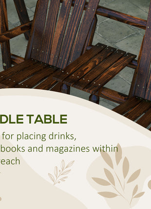 Wooden Porch Swing with Stand, 2-Seat Patio Swing Chair with Center Table, for Garden, Poolside, Backyard