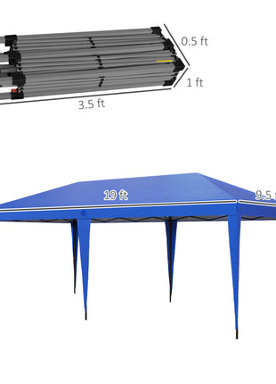 10' x 19.2' Outdoor Gazebo Pop Up Canopy Party Tent with Carrying Bag, Blue