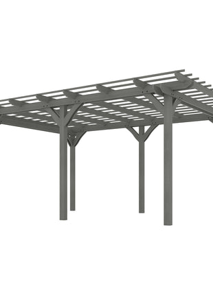 12' x 16' Outdoor Pergola, Wood Gazebo Grape Trellis with Stable Structure for Climbing Plant Support, Gray