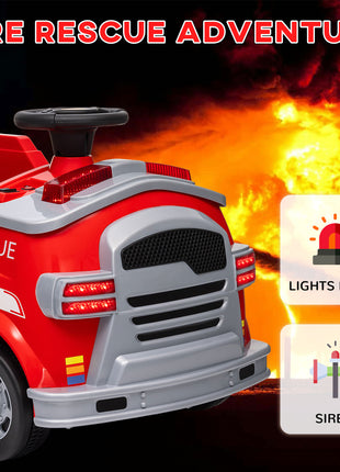 12V Ride on Fire Truck with Siren, Flashing Lights Fire Extinguisher, Soft Start, Horn Music, Red