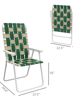 Set of 4 Patio Folding Chairs, Classic Outdoor Camping Chairs, Portable Lawn Chairs w/ Armrests, Green
