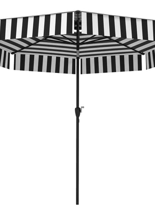 8.6FT Patio Umbrella, UPF 30+ Outdoor Market Umbrella, 2-Tier Vented Patio Table Umbrella with Crank 8 Ribs, Tiltable Porch Umbrella for Garden Deck Poolside, Black