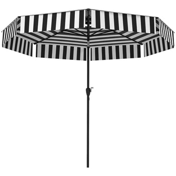 8.6FT Patio Umbrella, UPF 30+ Outdoor Market Umbrella, 2-Tier Vented Patio Table Umbrella with Crank 8 Ribs, Tiltable Porch Umbrella for Garden Deck Poolside, Black