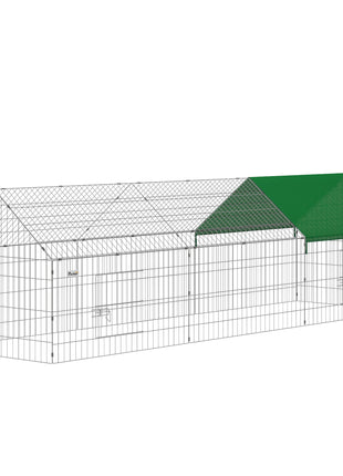Metal Chicken Coop with Cover for Backyard Small Animals Duck Rabbit, 106" x 29.5" x 29.5", Green