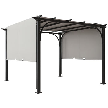 10' x 10' Patio Pergola with Weather-Resistant Steel Frame, Backyard Sun Shade Canopy Cover Shelter for Porch Party, Garden, Grill Gazebo, White