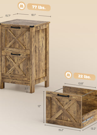 Vertical File Cabinet with 2 Drawers, Rustic Farmhouse Office Storage Cabinet for A4, Letter Size, Rustic Brown