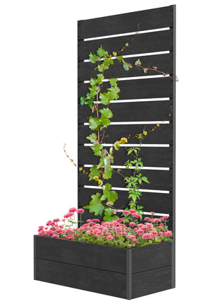 Trellis Planter for Climbing Plants, Raised Garden Bed with Trellis, Planter Box for Outdoor, 28.25" x 15" x 59", Black