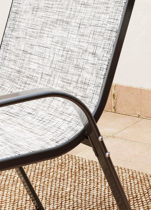 3 Pieces Bistro Set, Small Patio Furniture Set with Stackable Chairs and Glass Table for Backyard, Balcony, Gray