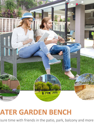 56" Outdoor Wood Bench, 2-Seater Garden Bench with Backrest and Armrest, Patio Bench for Patio, Porch, Poolside, Balcony, Gray